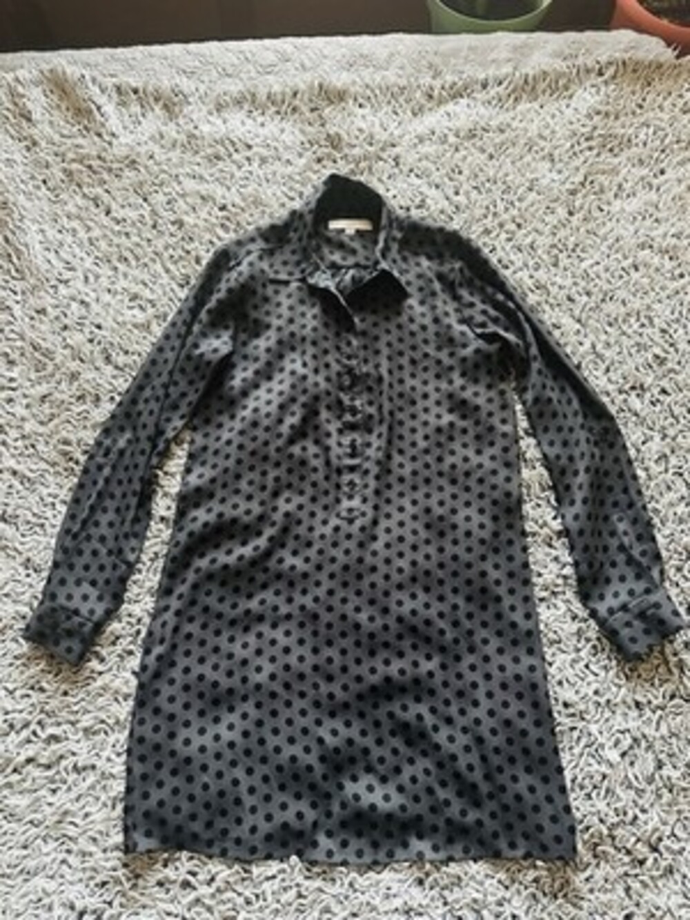 Loft Polka Dot Gray Dress Size Xs